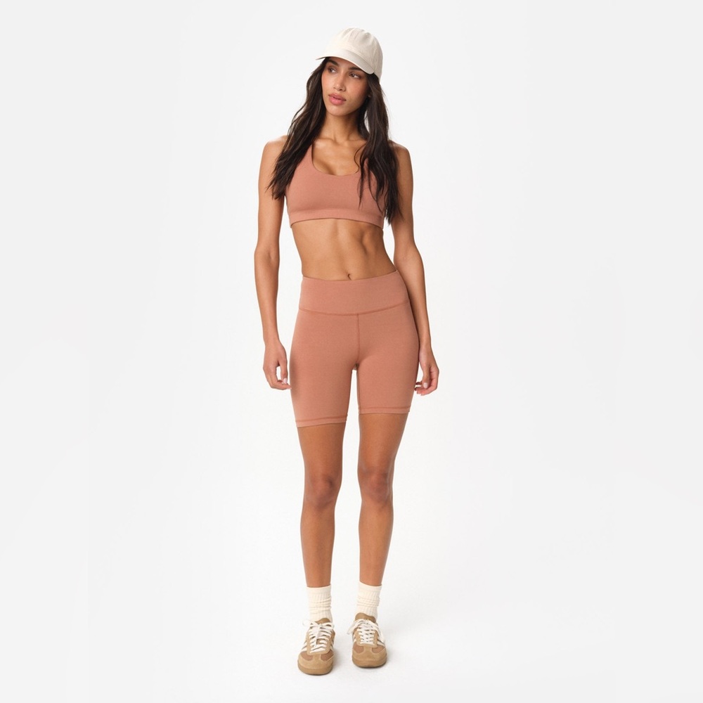 MATE the Label Ribbed Athletic Bike Shorts in Terracotta